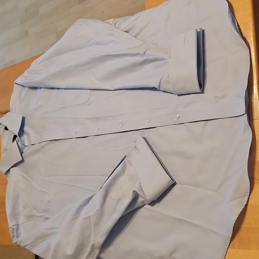 Tasso Elba Blue Long Sleeve Non Iron Regular Fit Cotton Button-up Shirt